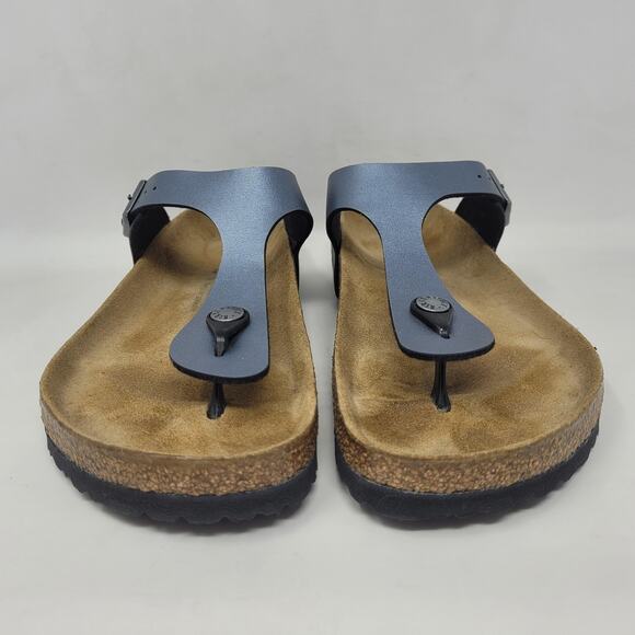 Birkenstock Gizeh Sandals EU40 US9 Gray Metallic Thong Comfort Cozy Slip On - Picture 5 of 11